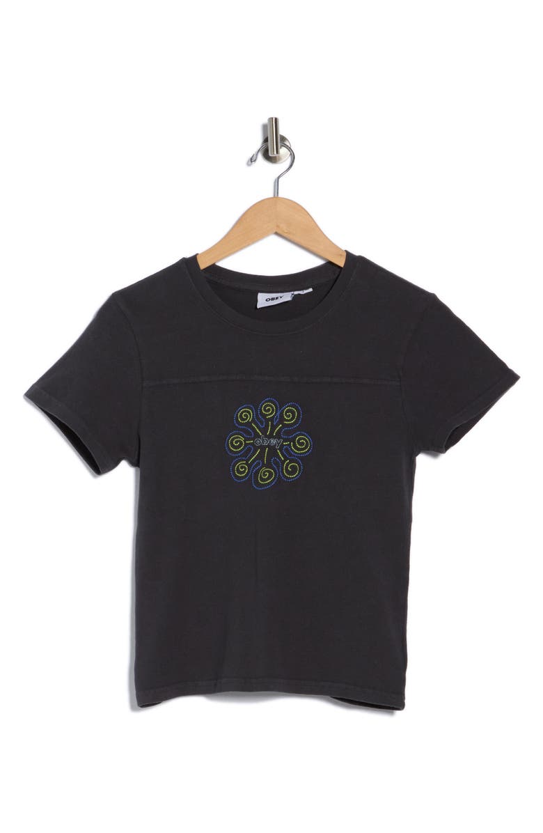 Obey Logo Stitched T-Shirt, Alternate, color, Digital Black