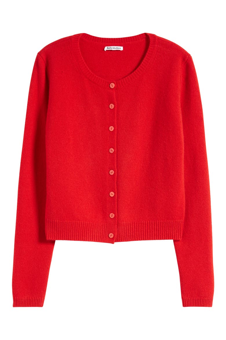 Clara Cashmere Crew Cardigan, Alternate, color, CHERRY