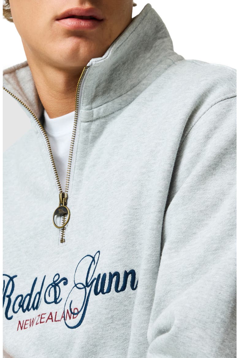 Jubilee Embroidered Logo Cotton French Terry Quarter Zip Pullover, Alternate, color, ASH