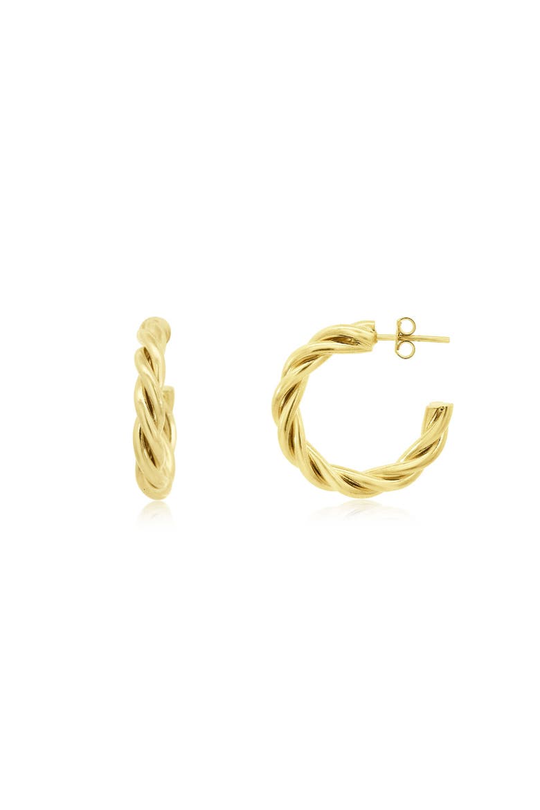Thin Twist Hoop Earrings, Main, color, Gold Plated Sterling Silver