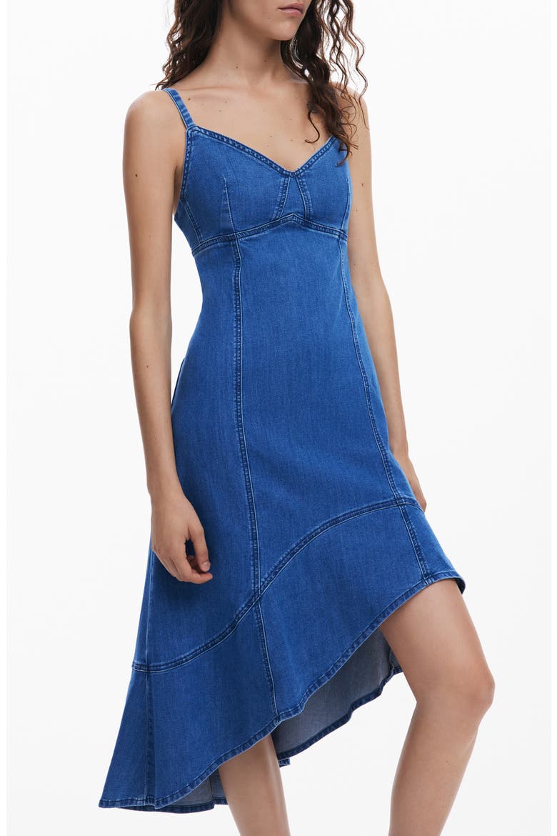 Asymmetric Denim Dress, Alternate, color, BLUE