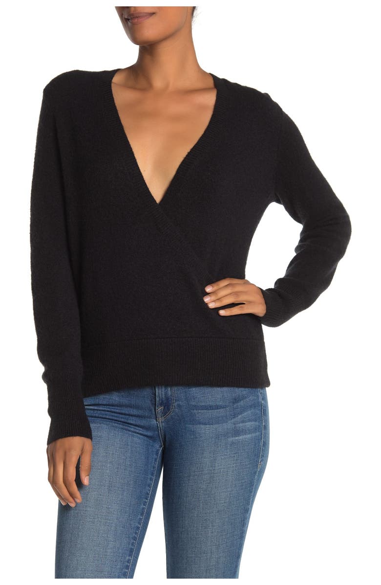 Madewell Faux Wrap Pullover Sweater, Main, color, 