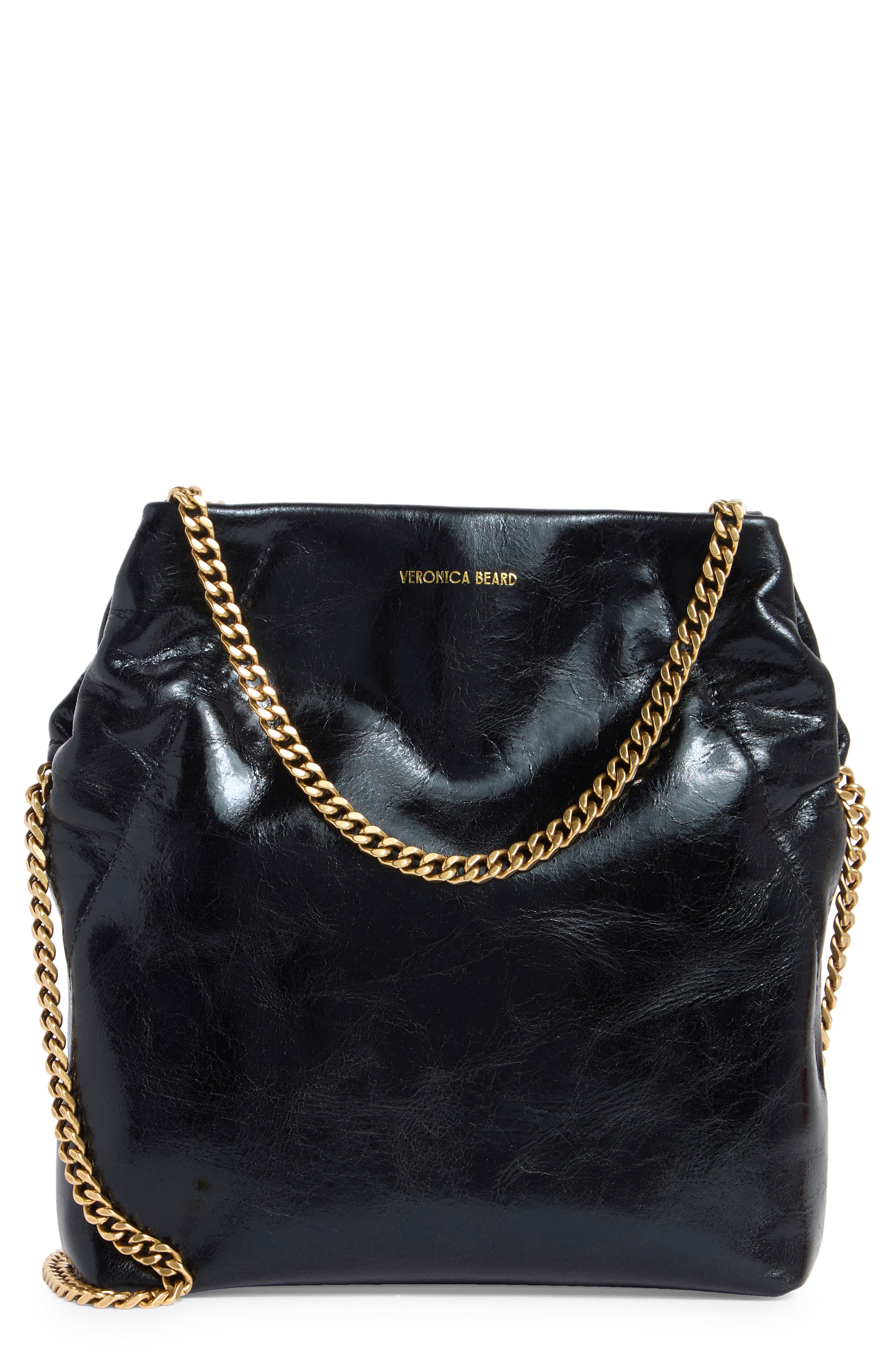 Veronica Beard Small Slouch Metallic Convertible Leather Shoulder Bag, Main, color, 