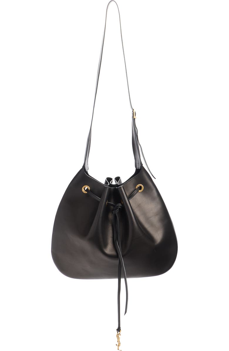 Saint Laurent Paris VII Flat Leather Hobo Bag, Main, color,