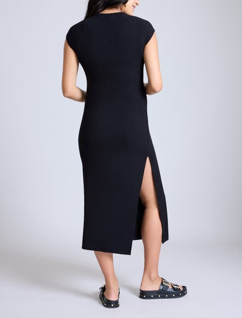 Motherhood Maternity Rib Knit Short Sleeve Raglan Midi Dress