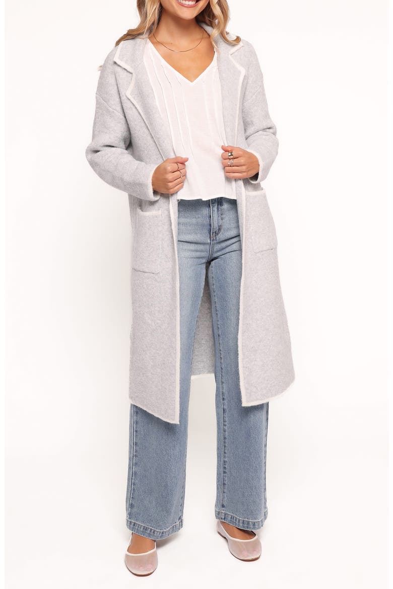 Katia Contrast Trim Sweater Coat, Main, color, LIGHT GREY