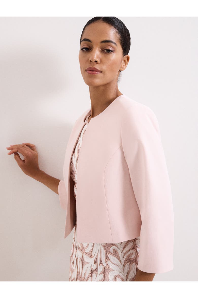 Cropped Round Neck Jacket, Alternate, color, Pale Pink