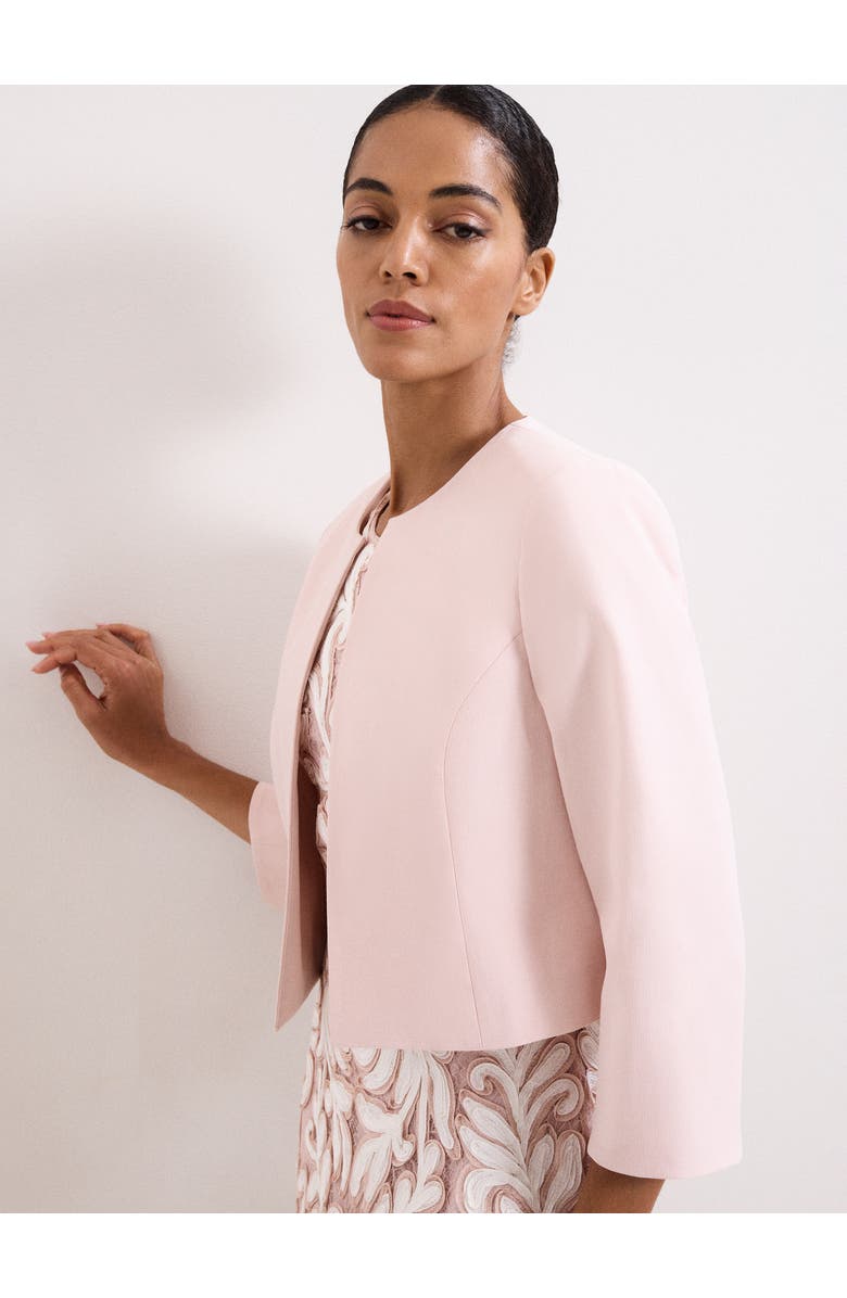 Phase Eight Cropped Round Neck Jacket, Alternate, color, Pale Pink