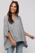 PinkBlush Striped Button Up Dolman Top