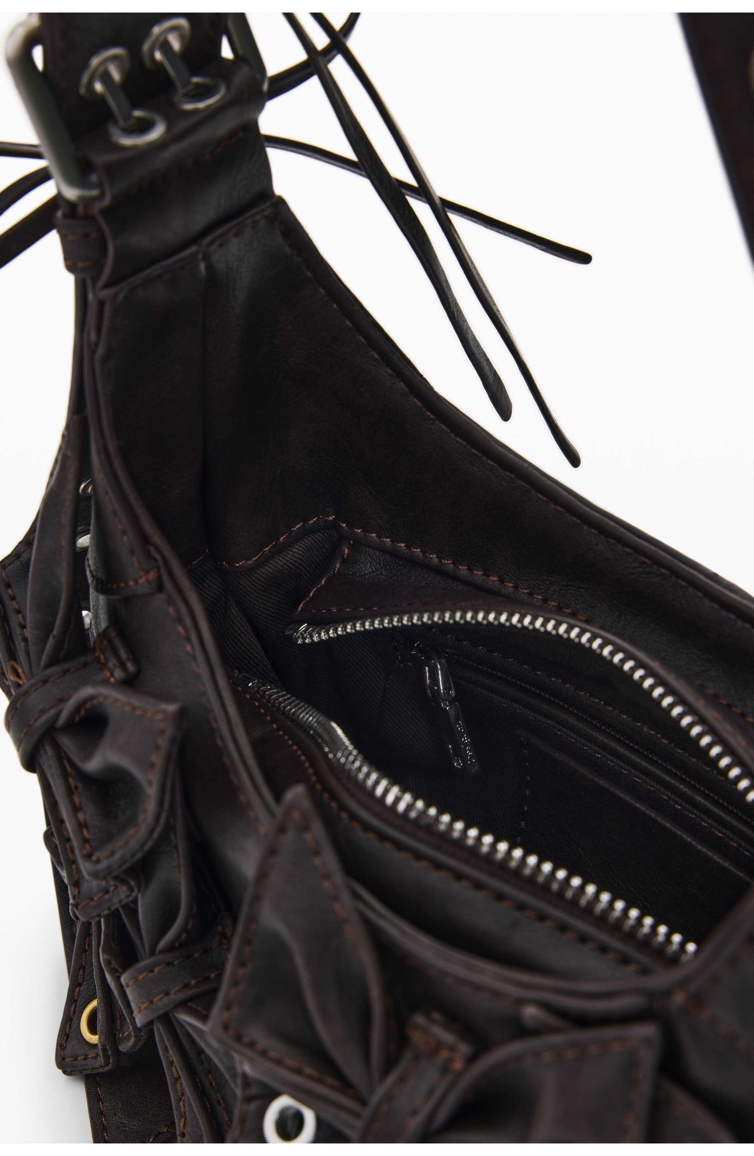 Desigual Small Butterfly Appliqué Handbag, Alternate, color, Brown