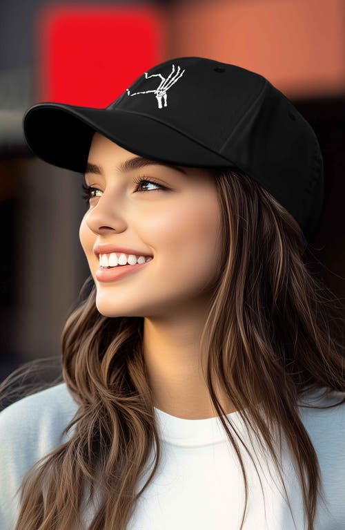 Dalix Skeleton Heart Embroidered Dad Hat In Black