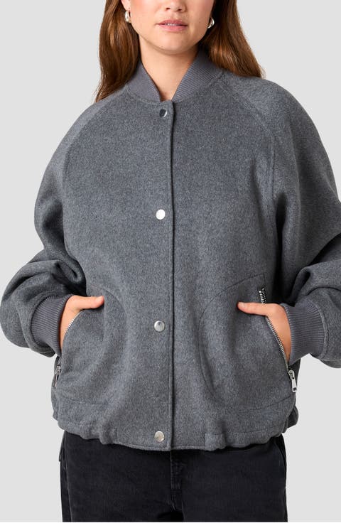 Oversized Wool Blend Bomber Jacket