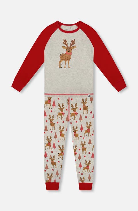 Organic Cotton Two-Piece Pajamas Girly Reindeer (Baby)