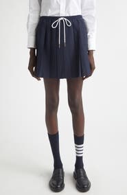 Thom Browne Pleated Wool Seersucker Miniskirt