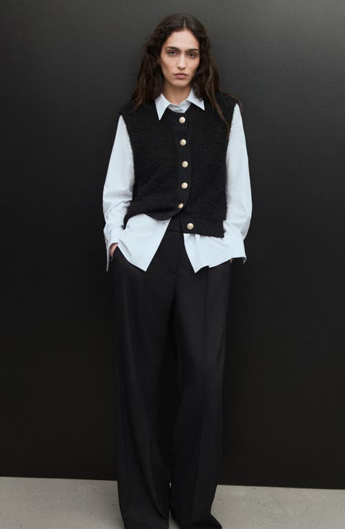 Mango Button-up Sweater Vest In Black