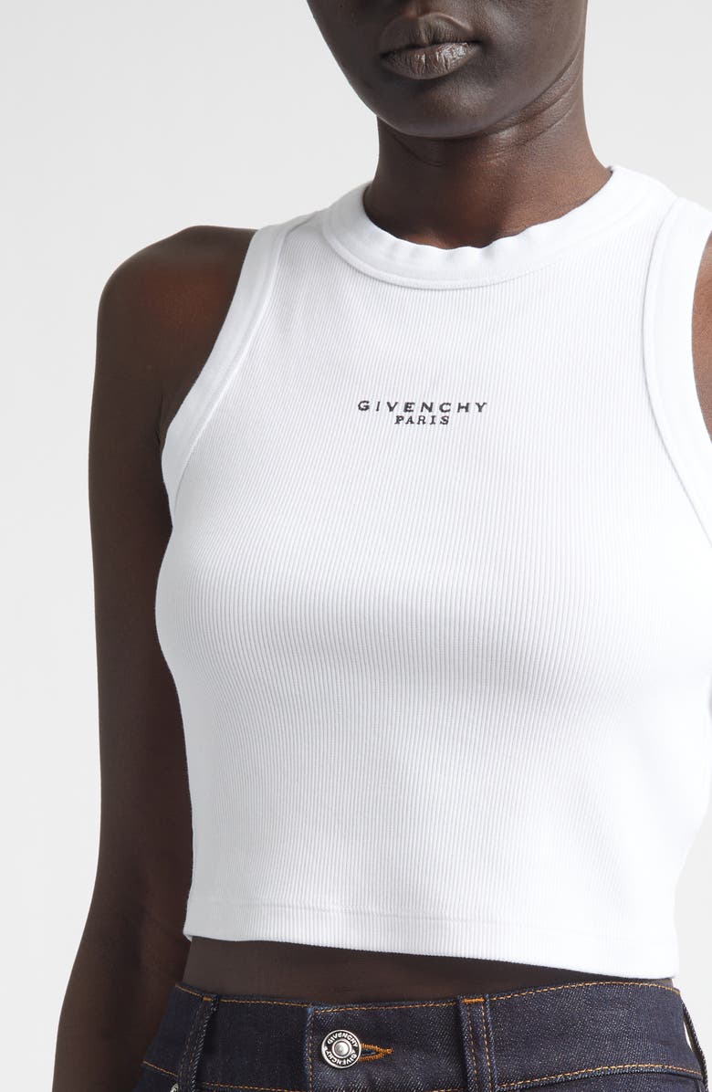 Givenchy Crop Racerback Tank, Alternate, color, White