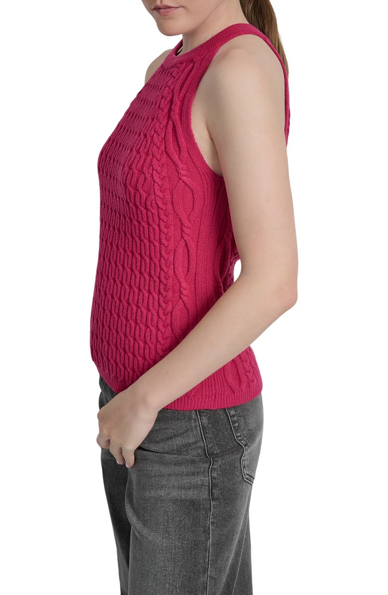 DKNY Jeans Cable Stitch Sleeveless Top, Alternate, color, Wild Berry