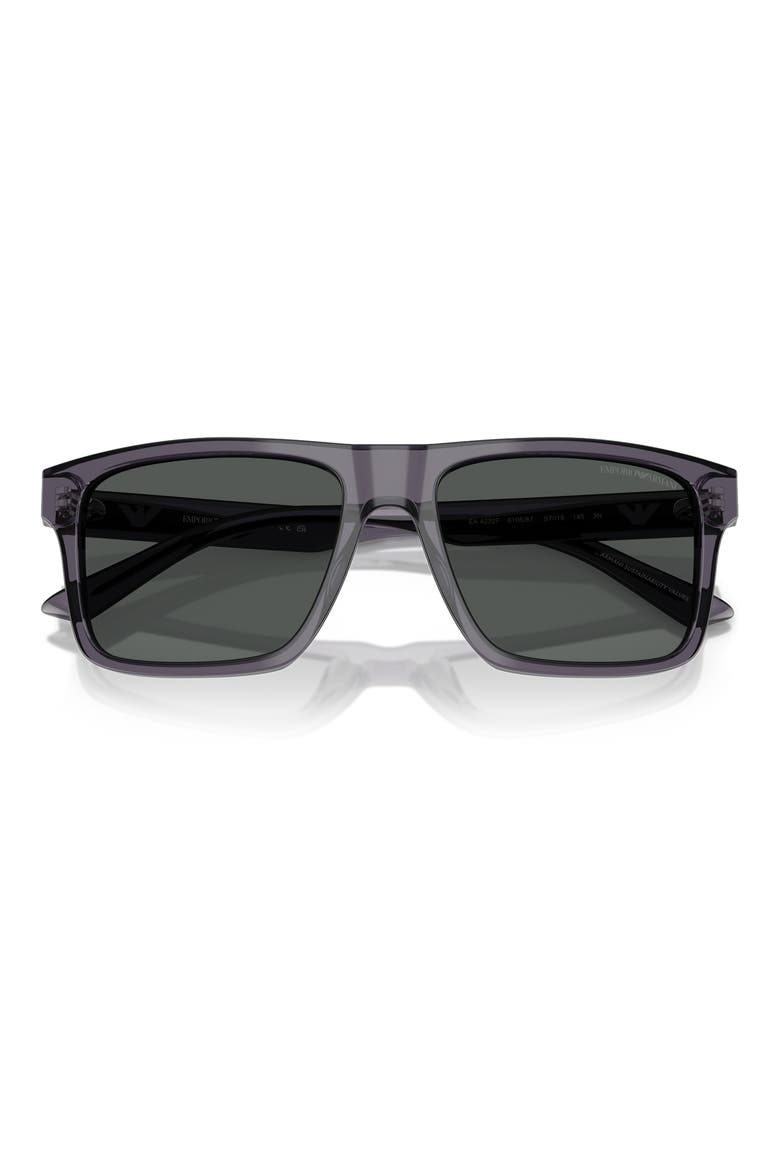57mm Square Sunglasses, Alternate, color, TRANSPARENT DARK GREY / SMOKE