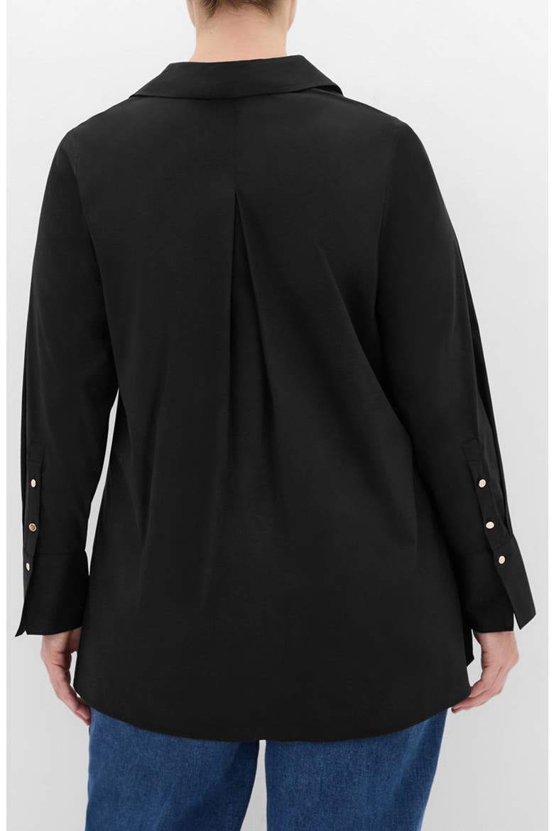 Elevated Stretch Woven Button-Up Shirt, Alternate, color, BLACK