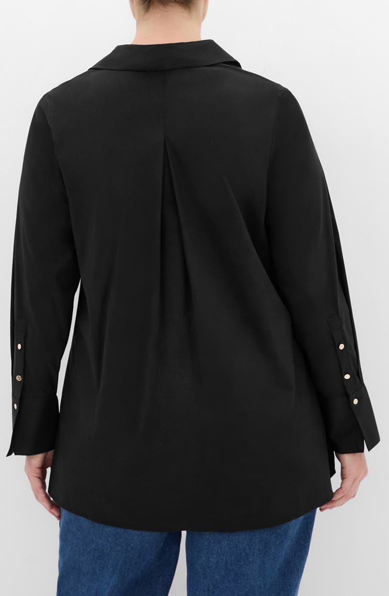 City Chic Elevated Stretch Woven Button-Up Shirt, Alternate, color, Black