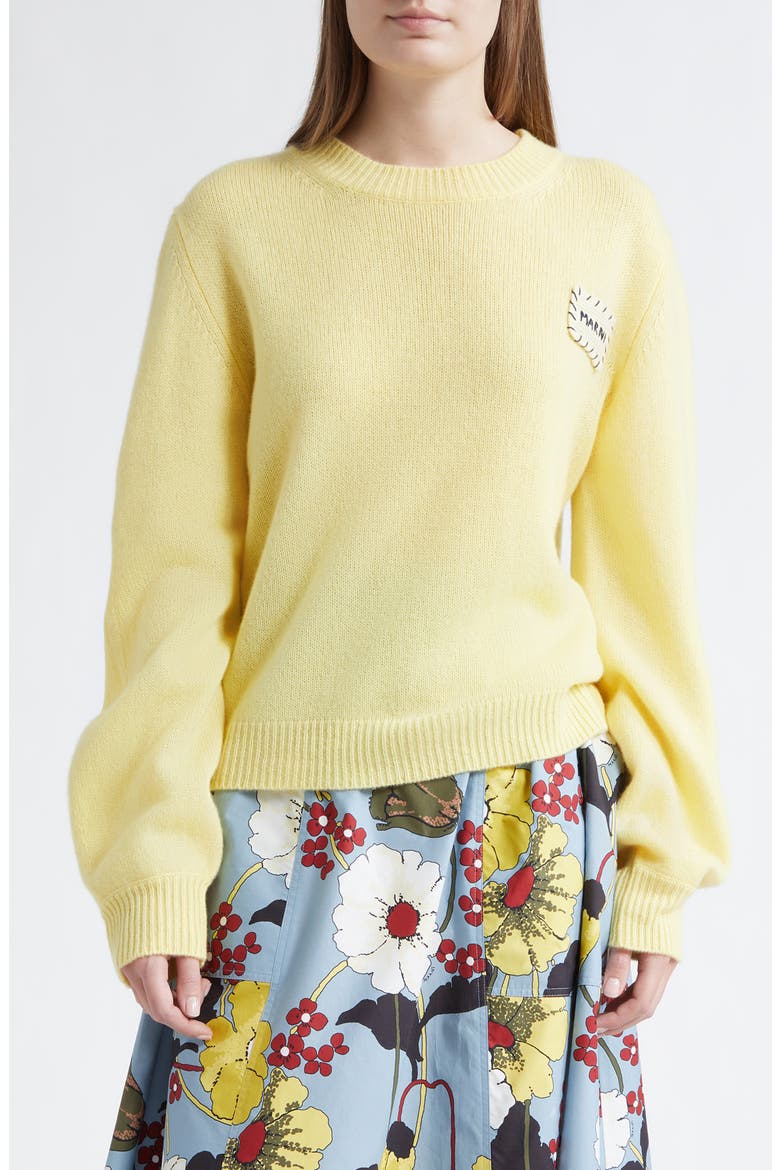 Mending Logo Cashmere Sweater, Main, color, VANILLA