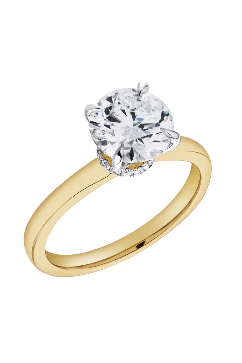 Liora 14K Gold Round Lab Grown Diamond Hidden Halo Ring - 1.98 Ct, Alternate, color, 14K Yellow Gold