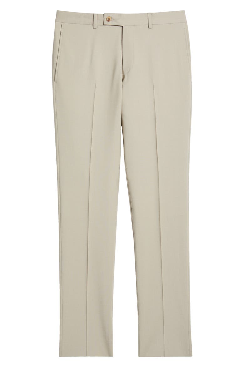 Patrick Flat Front Stretch Wool Dress Pants, Alternate, color, TAN