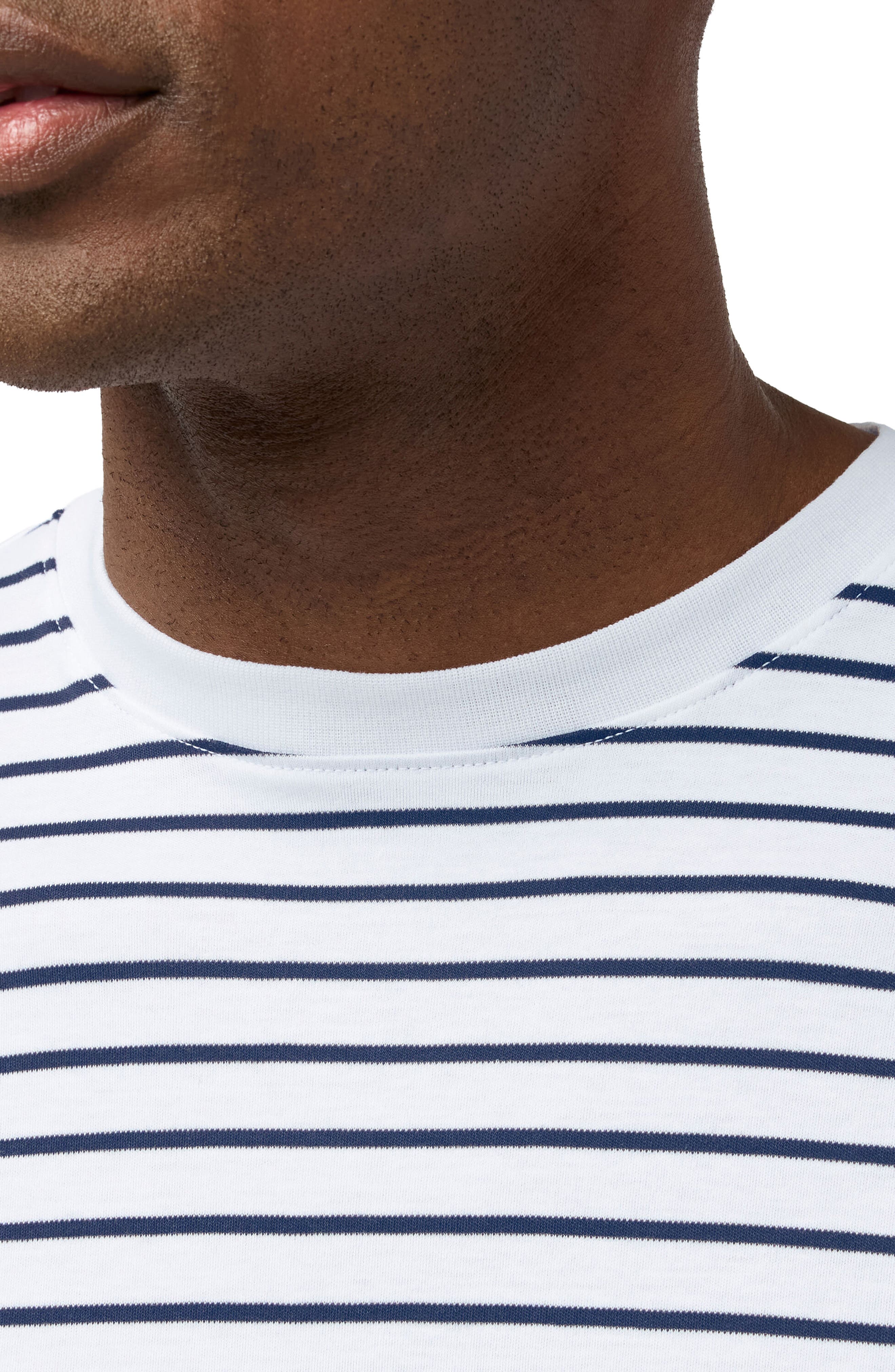 Palmer White Navy Stripe Pima Cotton T-Shirt - image 2