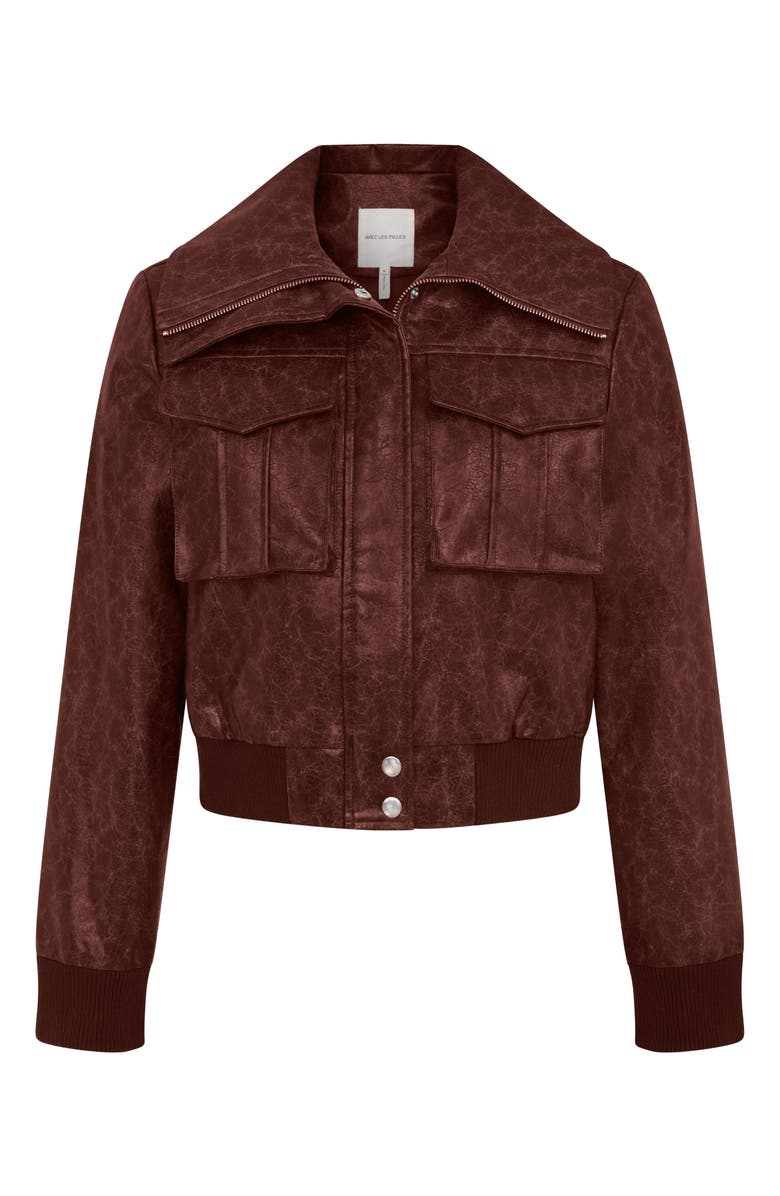 Avec Les Filles Faux-Ever Leather<sup>™</sup> Crop Bomber Jacket, Alternate, color, 