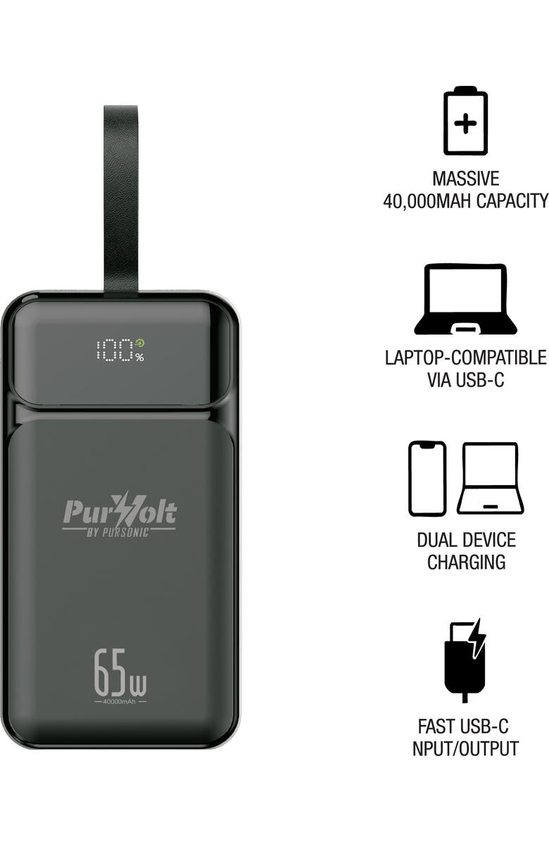 PURSONIC 40,000mAh Ultra High-Capacity Power Bank, Alternate, color, Black