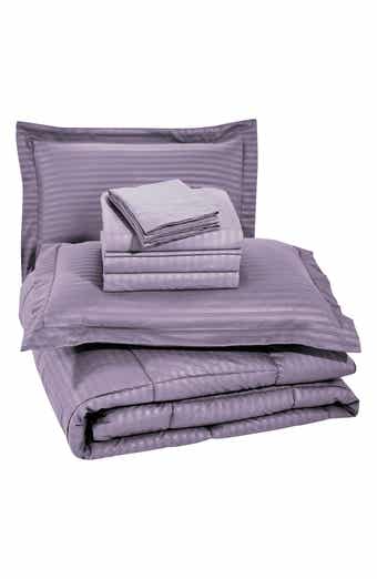 Luxury Home Embossed Stripe Microfiber 8-Piece Comforter Set