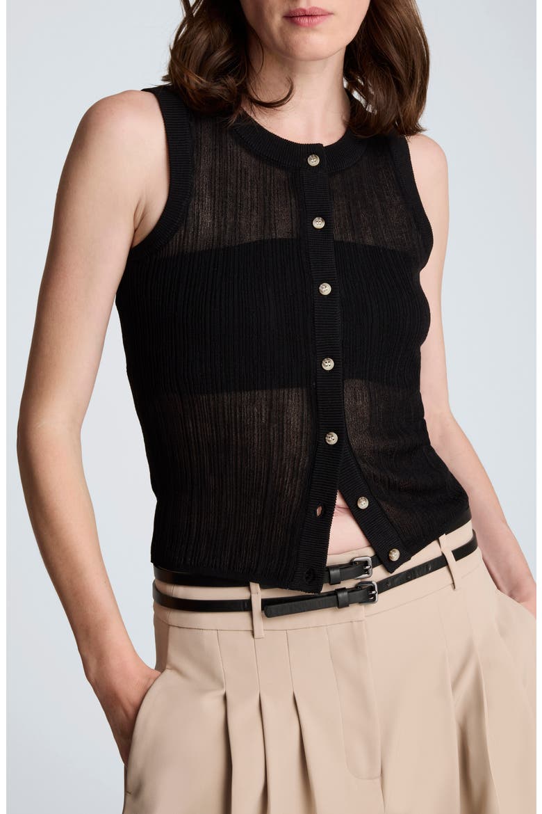 Rib Knit Vest, Main, color, BLACK