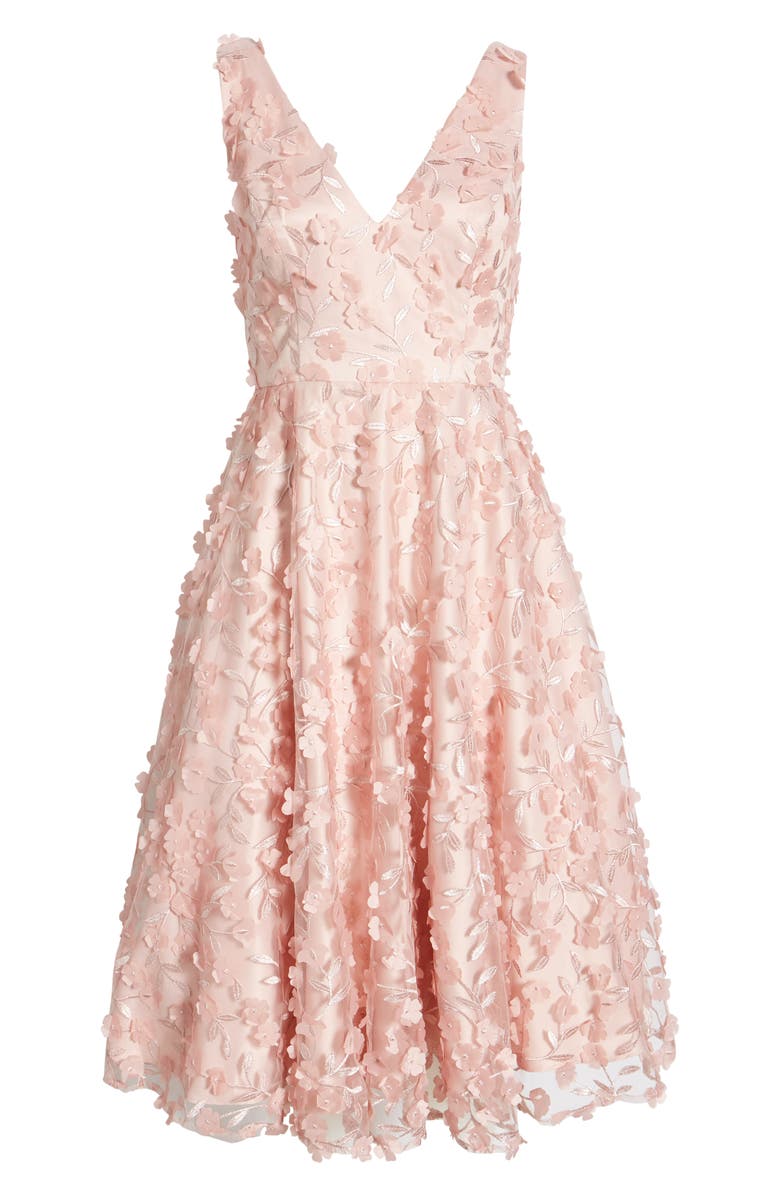 Eliza J 3D Appliqué Fit & Flare Cocktail Dress, Alternate, color, Blush