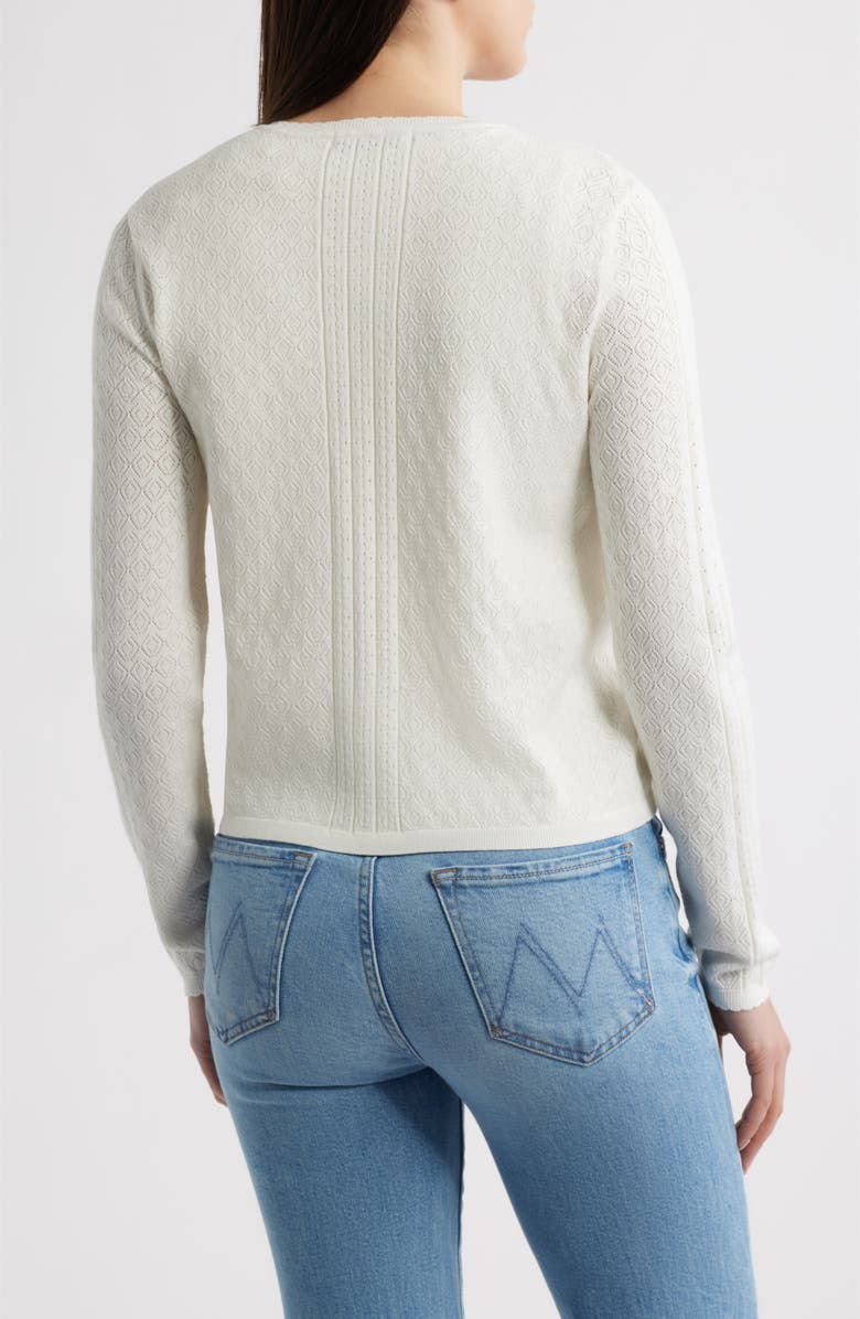Elie Tahari The Steele Mixed Pointelle Cardigan, Alternate, color, Ivory