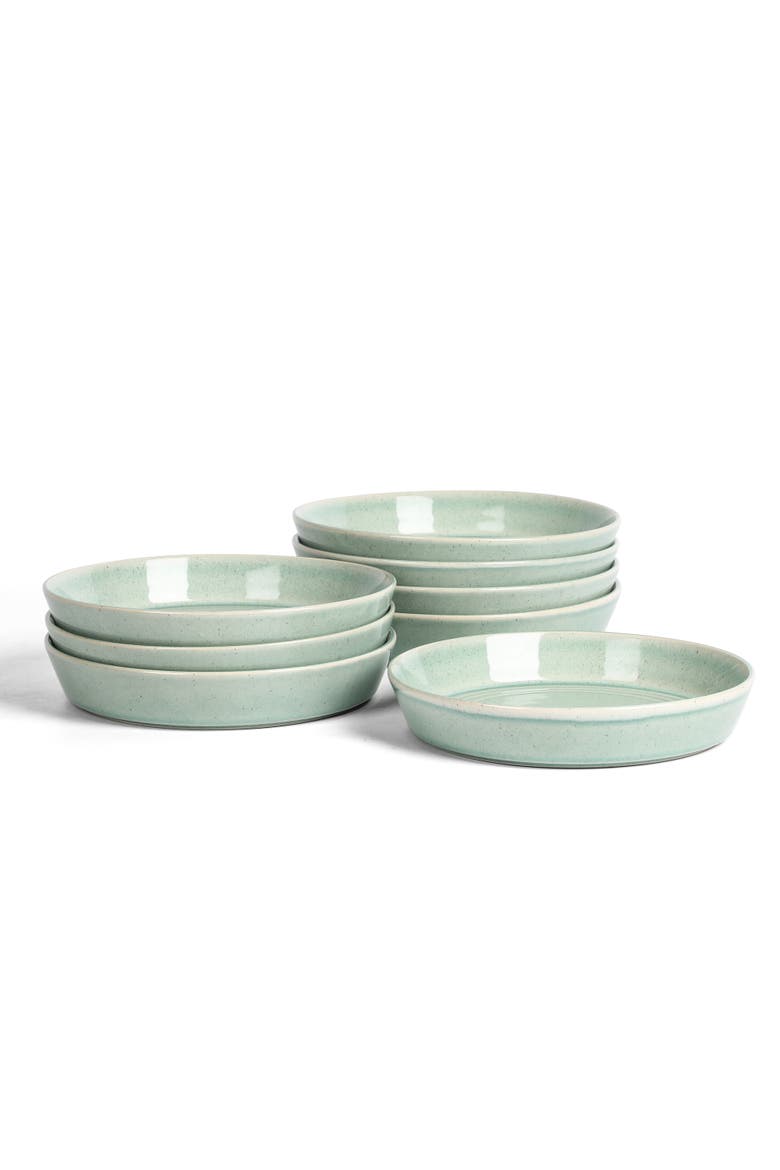Claire Stoneware 8-Piece Pasta Bowl Set, Main, color, Green
