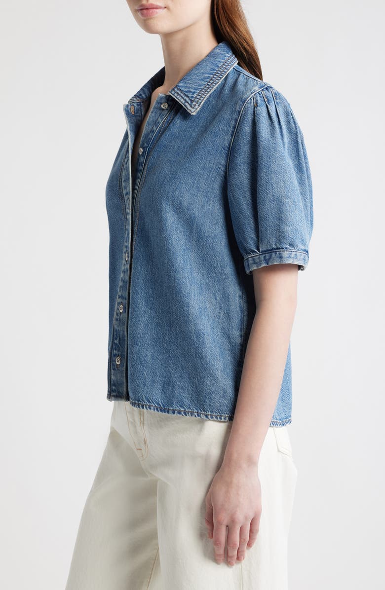 rag & bone Featherweight Taylor Short Sleeve Denim Button-Up Shirt, Alternate, color, Lyon