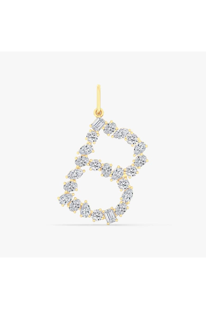 Multi-Shape Letter "B" Lab Diamond Charm in 14K, Main, color, Yellow Gold