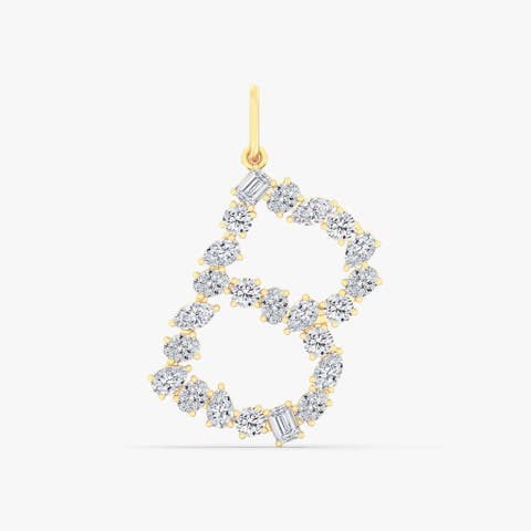 Multi-Shape Letter "B" Lab Diamond Charm in 14K
