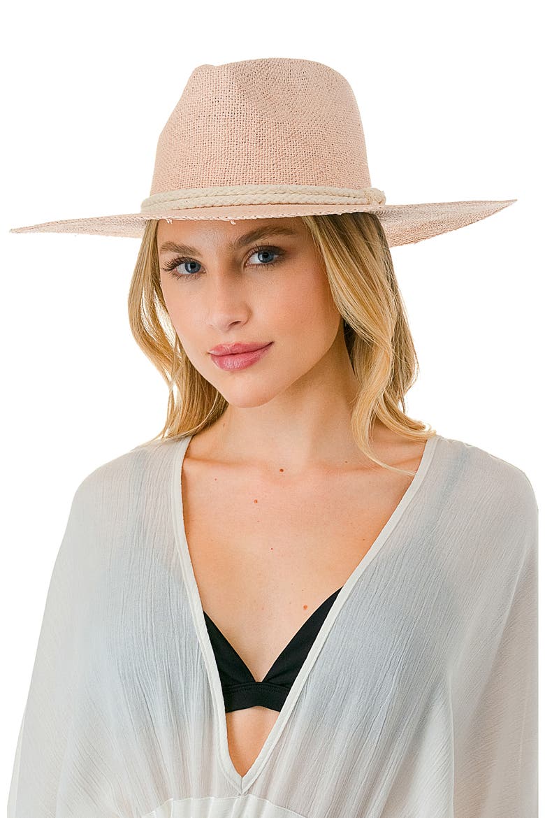 Rope Band Straw Panama Hat, Alternate, color, BLUSH