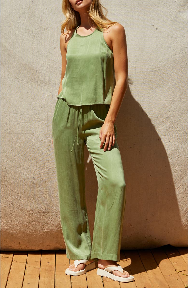 CRESCENT Back Twist Cupro Tank Top, Alternate, color, Matcha