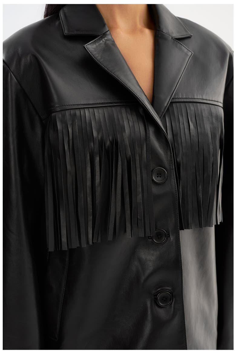 Rianne | Leather Fringe Jacket, Alternate, color, Black
