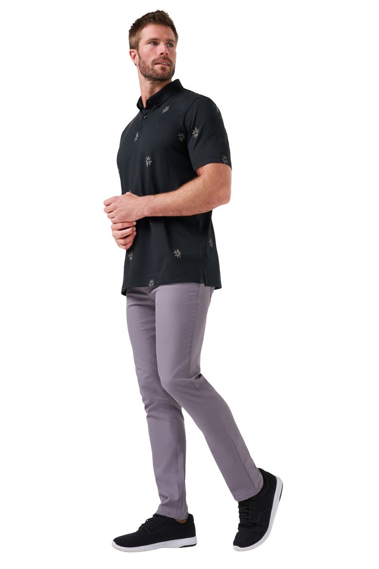 Rome Around Floral Button Down Polo, Alternate, color, BLACK