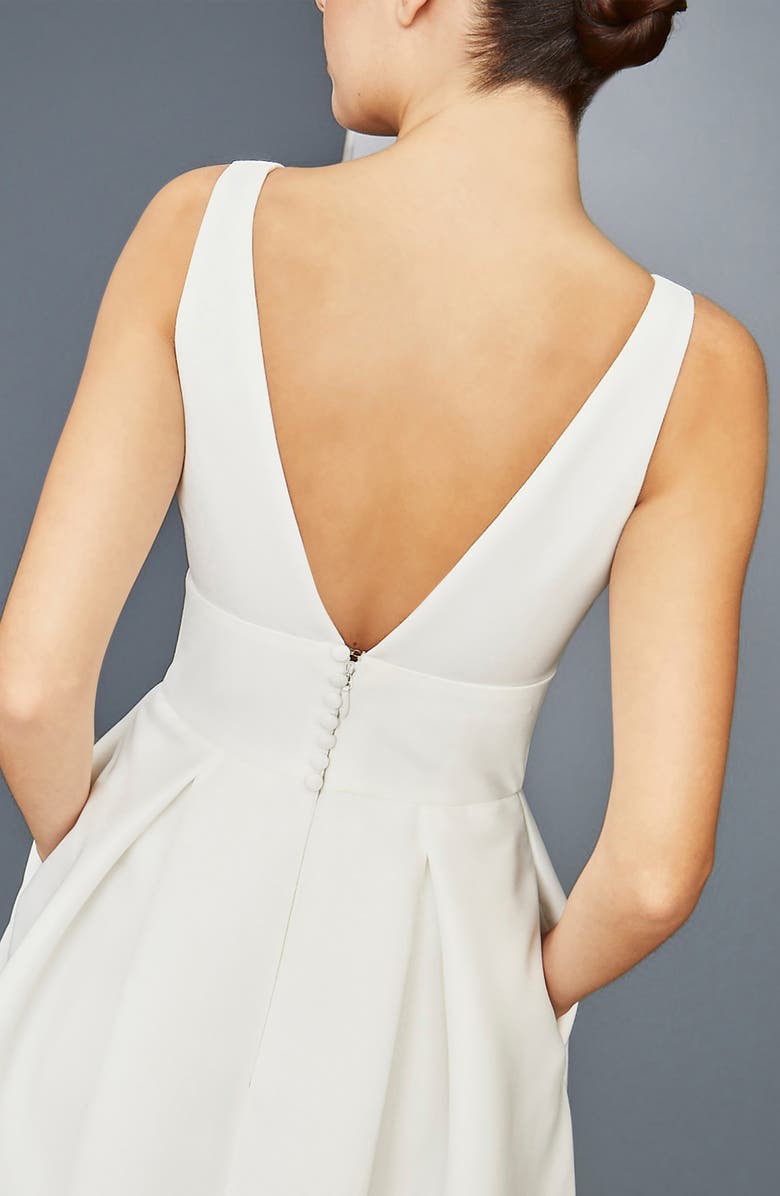 Amsale Faille Fit & Flare Wedding Dress, Alternate, color, 