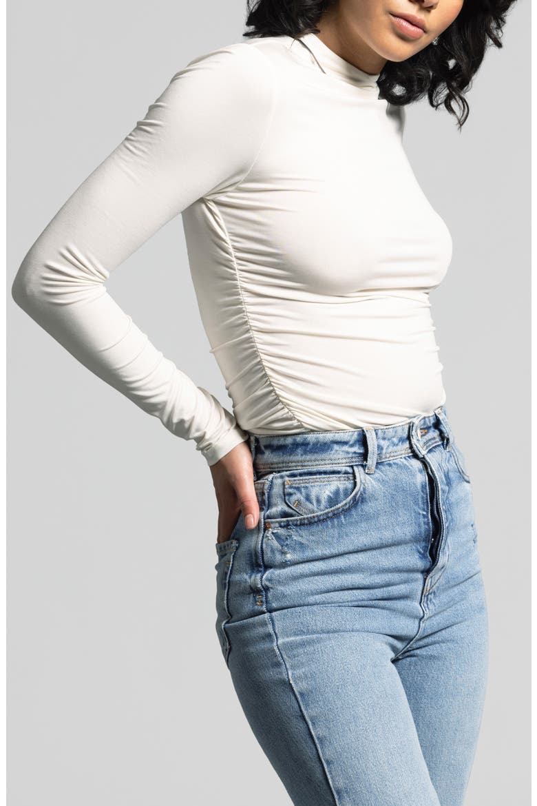 Rose Ruched Top, Alternate, color, BLANC