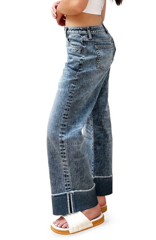 Hint Of Blu Cuffed Ankle Wide Leg Jeans In Blue