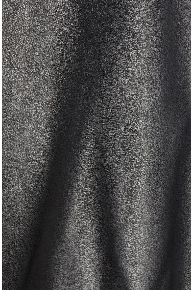 Oversize Lambskin Leather Track Jacket, Alternate, color, BLACK
