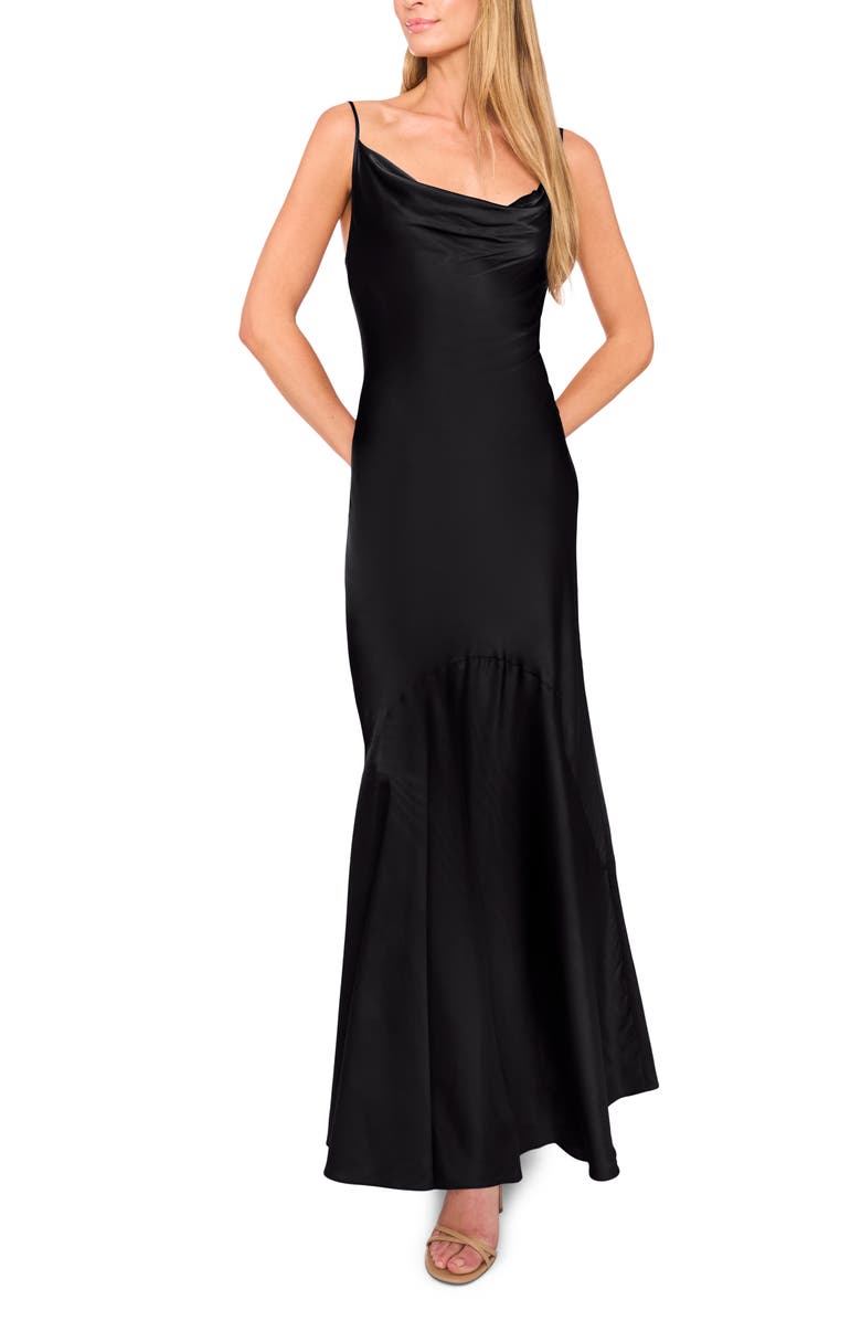 Ted Baker Myla Cowl Neck Satin Maxi Dress, Main, color, Rich Black