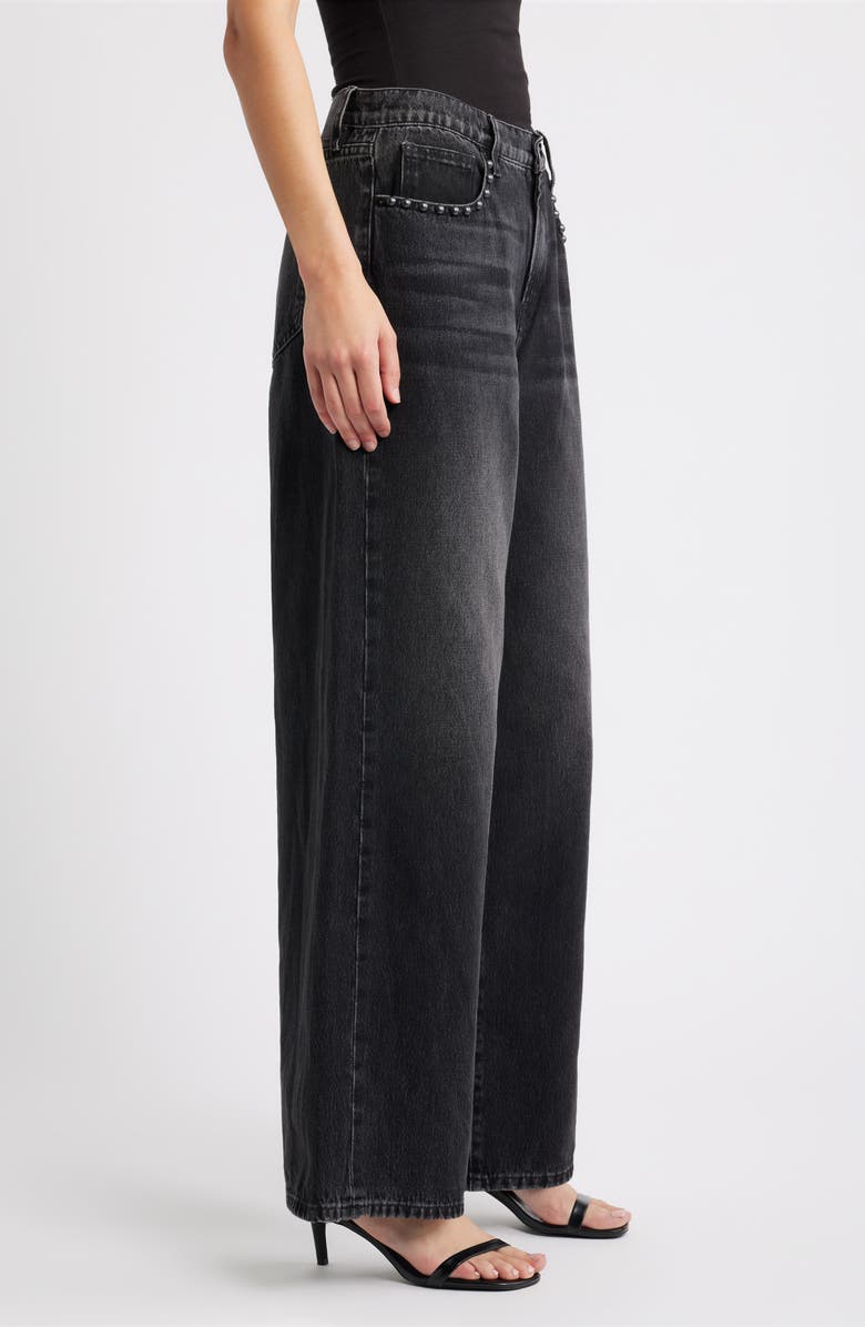 HIDDEN JEANS Studded High Waist Baggy Wide Leg Jeans, Alternate, color, Black