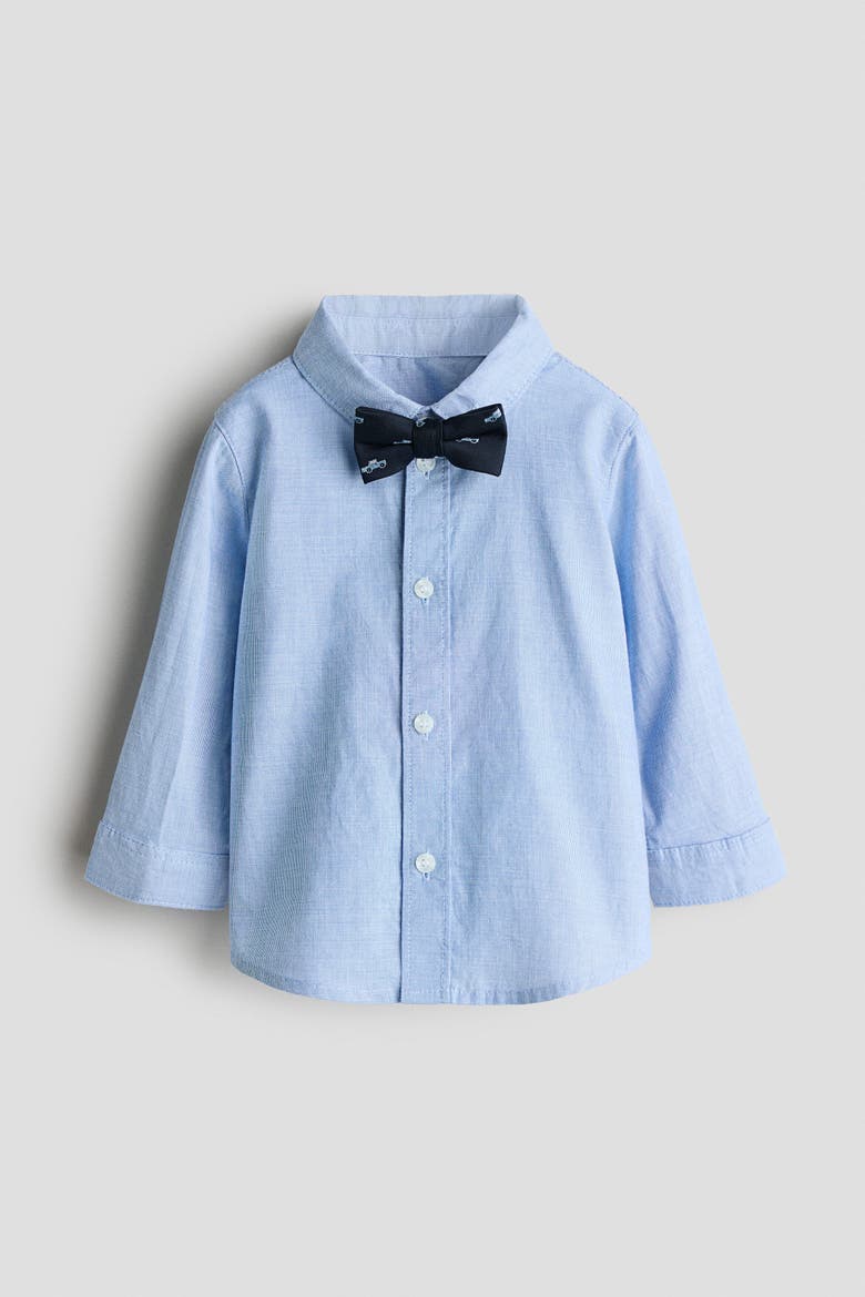 2-piece Shirt And Bow-tie Set, Main, color, Light blue/navy blue