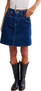 Free People Suzy Western Denim Skirt